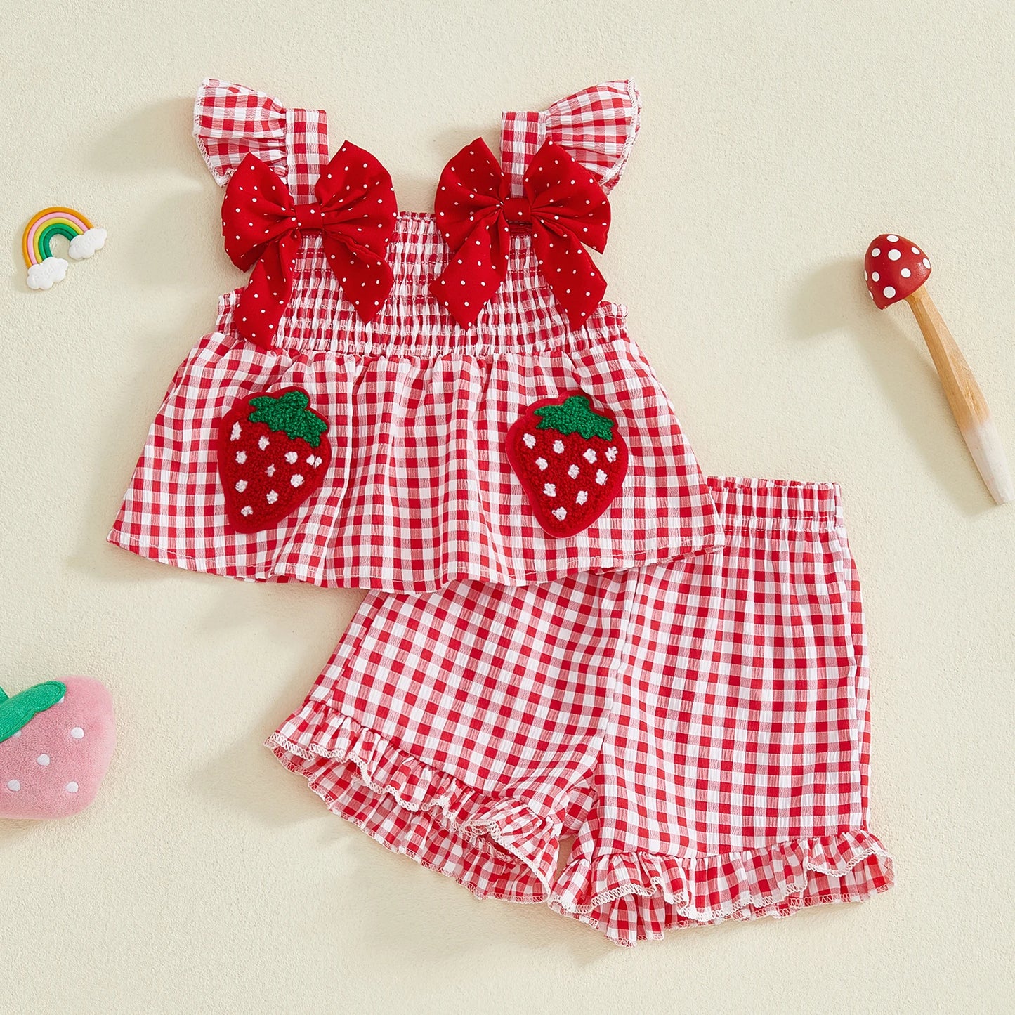Adorable Infant Girl Floral Print Sleeveless Top and Shorts Set with Bow Detail and Ruffle Trim for Summer Fun