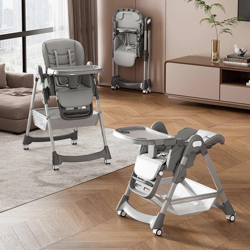 Baby High Chair,Foldable Portable Highchair for Babies and Toddlers with Adjustable Footrest & 5-Point Harness,for Ages 6-36 mth
