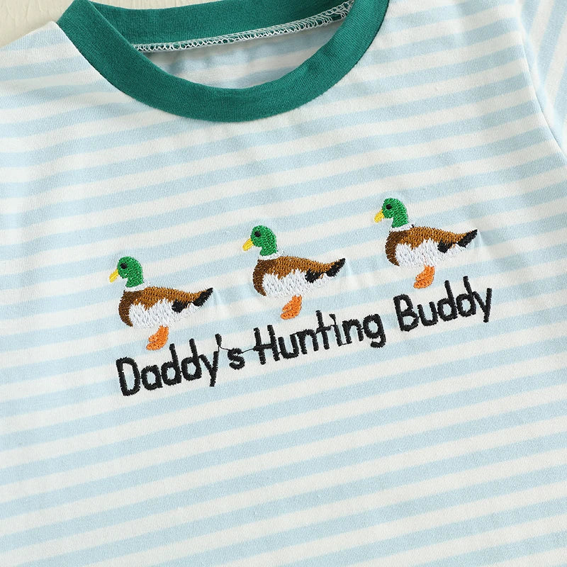 Adorable Infant Summer Ensemble with Cute Duck Design and Matching Striped Shorts for a Stylish Look - 2 Piece Set