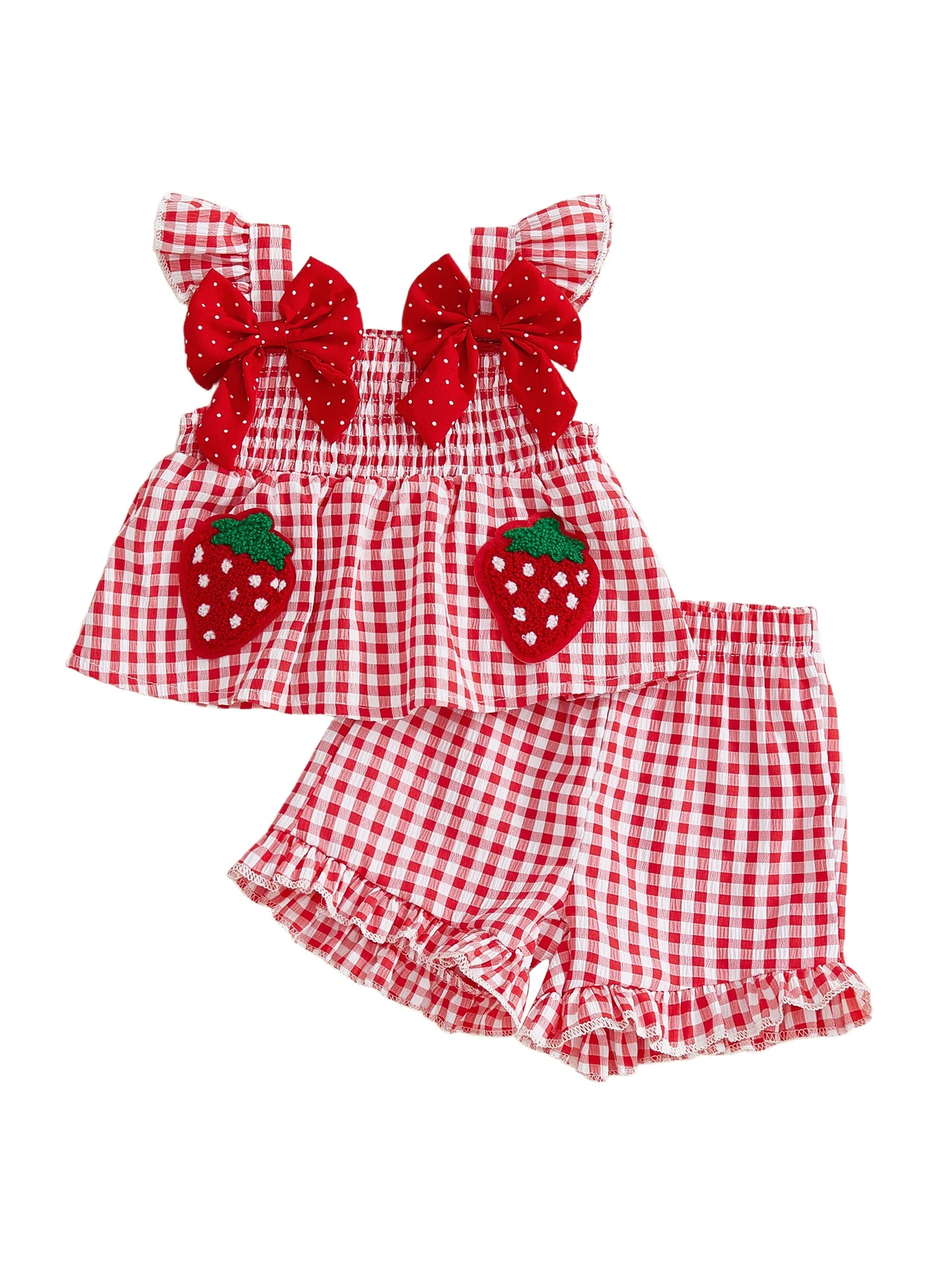 Adorable Infant Girl Floral Print Sleeveless Top and Shorts Set with Bow Detail and Ruffle Trim for Summer Fun