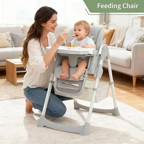 Baby High Chair,Foldable Portable Highchair for Babies and Toddlers with Adjustable Footrest & 5-Point Harness,for Ages 6-36 mth