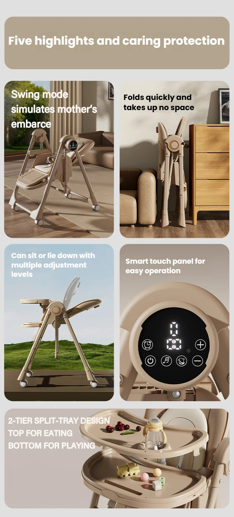 Electric Baby High Chair,Baby High Chair,Baby Dining Table and Chair,Foldable Baby High Chair,Multi - functional Baby High Chair