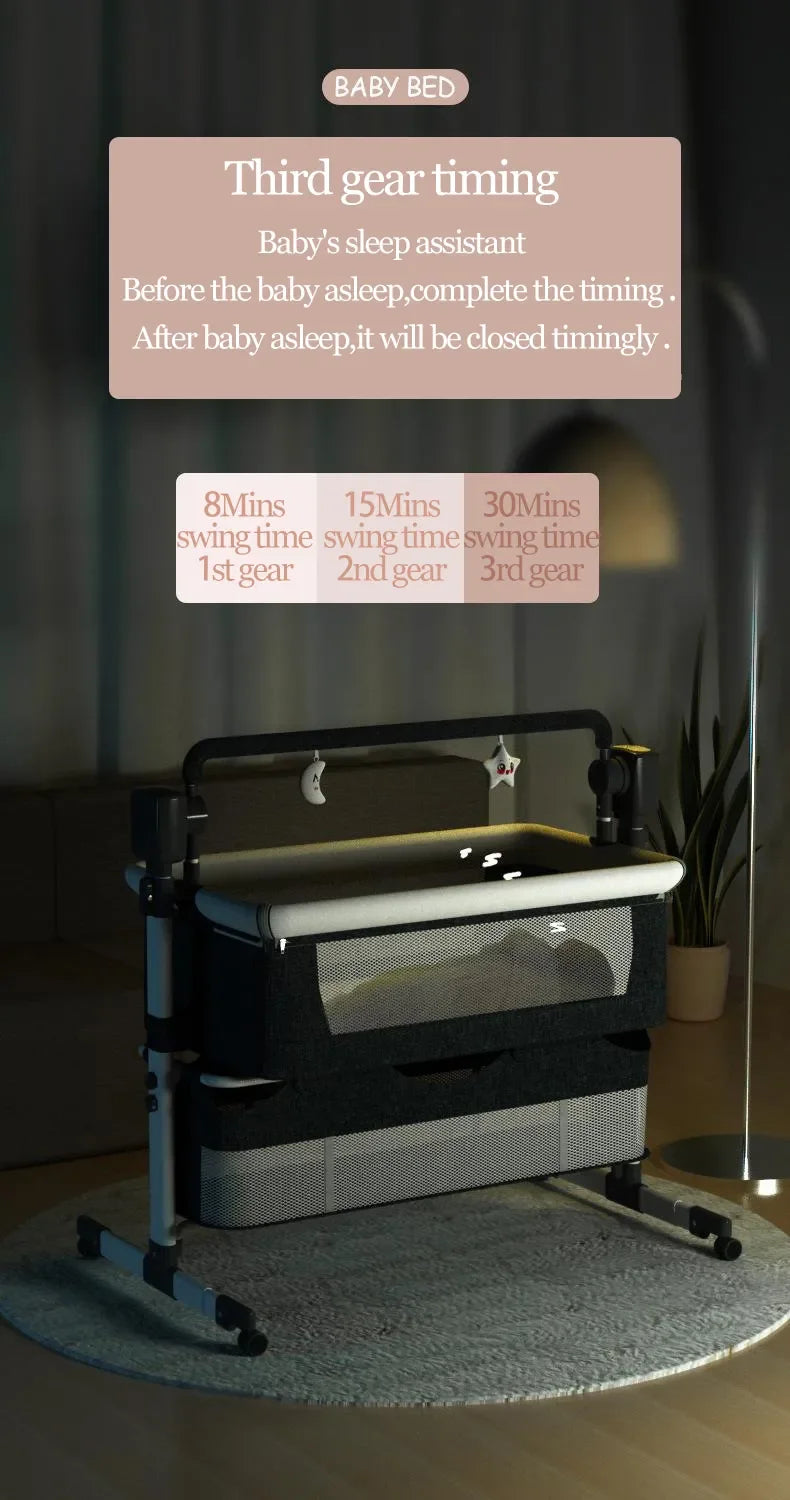 Electric Baby Rocking Bed Bluetooth Remote Control Baby Crib Multifunctional Baby Cot for Newborns Timed movement - Portable for Baby