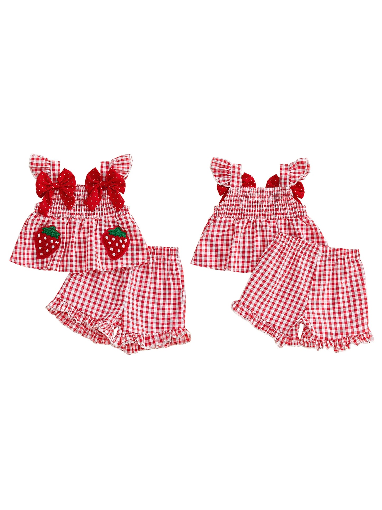 Adorable Infant Girl Floral Print Sleeveless Top and Shorts Set with Bow Detail and Ruffle Trim for Summer Fun