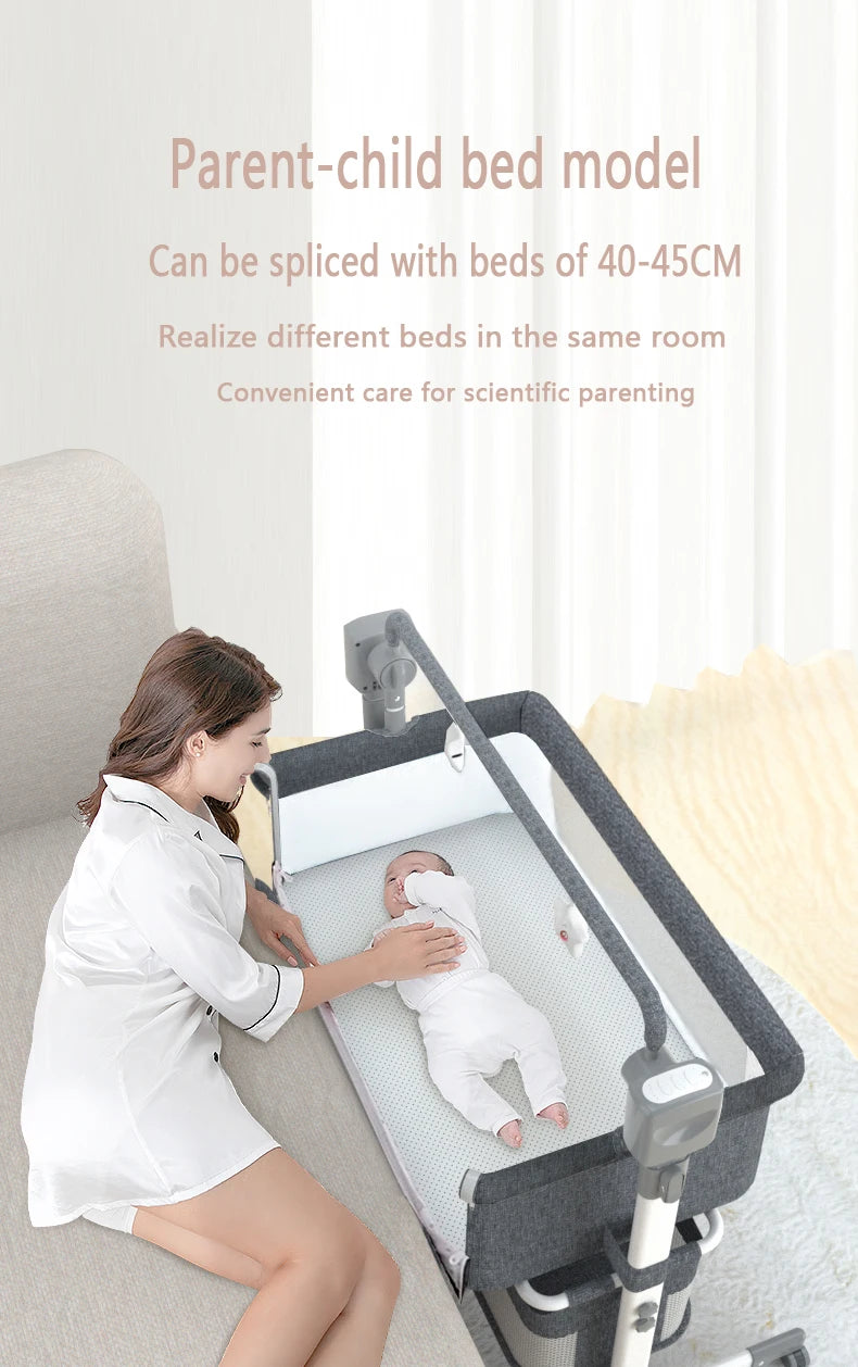 Electric Baby Rocking Bed Bluetooth Remote Control Baby Crib Multifunctional Baby Cot for Newborns Timed movement - Portable for Baby