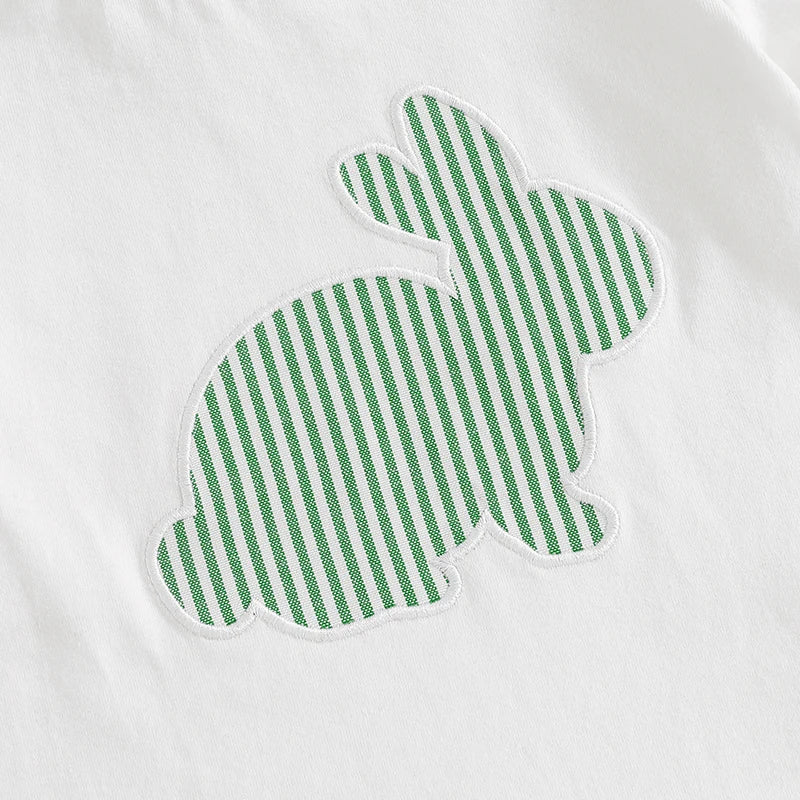 Toddler Unisex Easter Bunny Carrot Print Short Sleeve T-shirt and Plaid Shorts Set for Spring Holiday Outfit