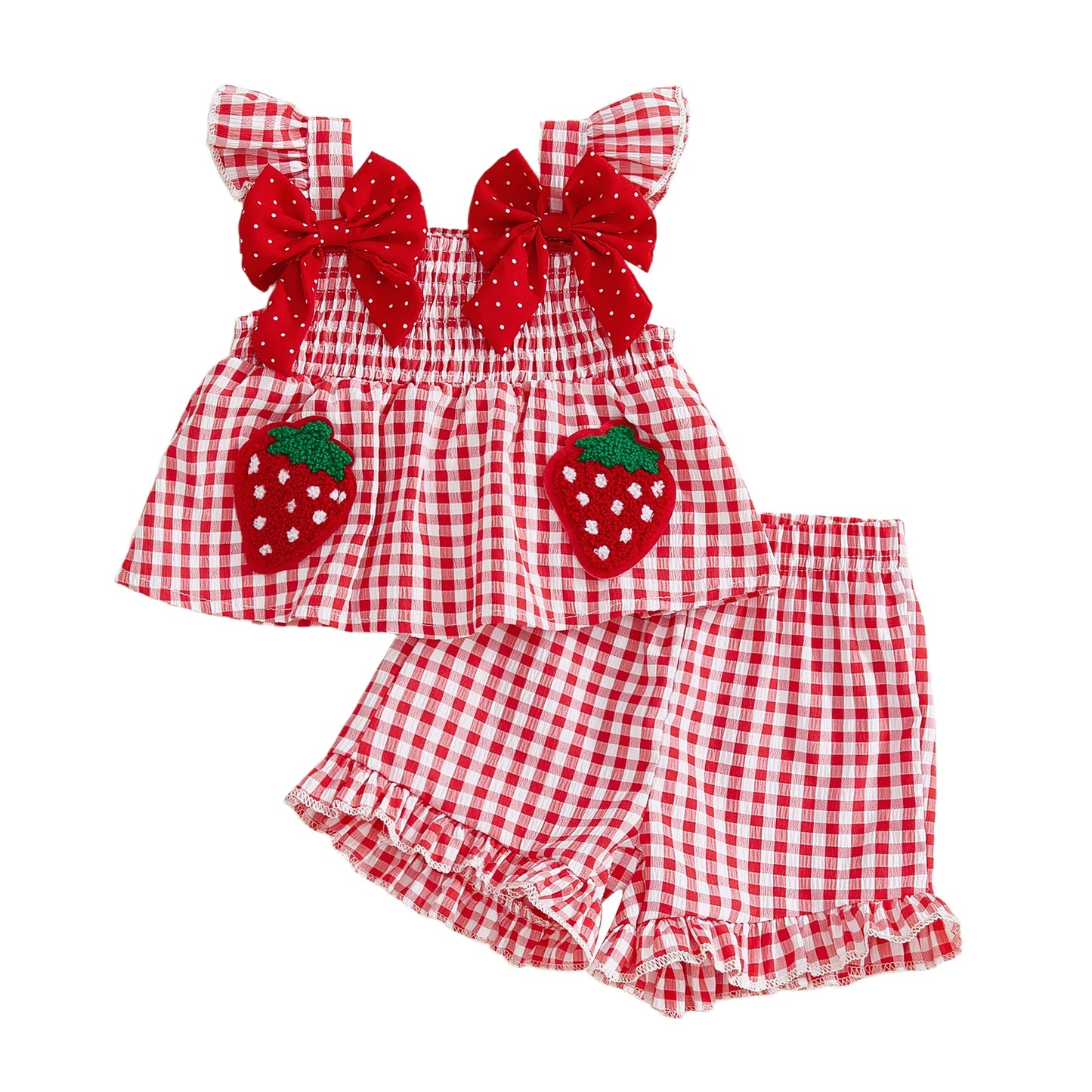 Adorable Infant Girl Floral Print Sleeveless Top and Shorts Set with Bow Detail and Ruffle Trim for Summer Fun