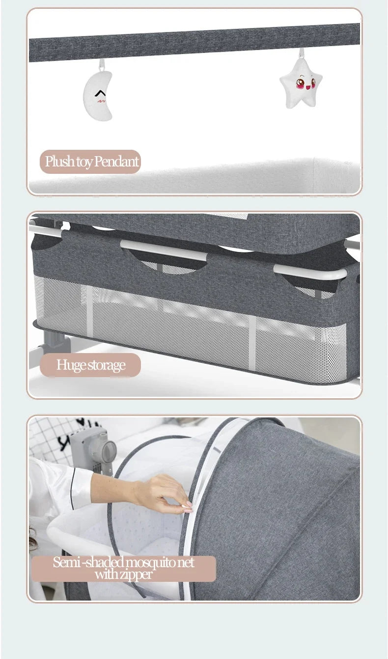 Electric Baby Rocking Bed Bluetooth Remote Control Baby Crib Multifunctional Baby Cot for Newborns Timed movement - Portable for Baby